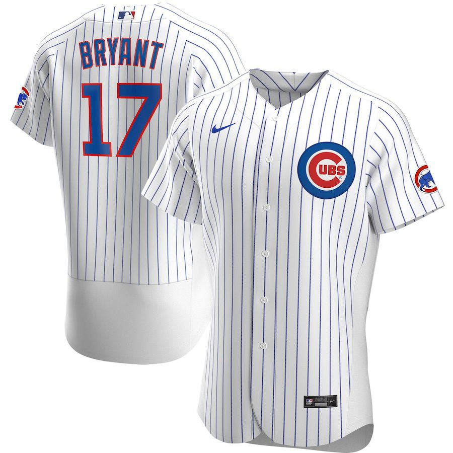 Mens Chicago Cubs 17 Kris Bryant Nike White Home Authentic Player MLB Jerseys